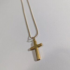 Vintage Gold Plated Cross Crucifix 16" long Necklace